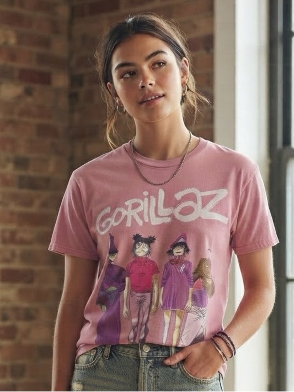 Gorillaz Band T-Shirt Pink Graphic Tee Men’s Size Medium Heavy Cotton Murdoc 2D